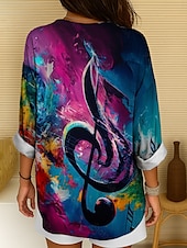 abordables Tops à Rayures et Géométriques pour Femmes-Festival de musique Femmes Chemisier A Ombre Graphique Géométrique Élégant ancien Tropical manche longue Col en V Hauts Réguliers Quotidien Fête Imprimé Jaune Rouge Violet Été Printemps