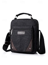 economico Borselli da uomo-Borsa a tracolla da uomo in tela resistente all&#039;acqua con design antigraffio, borsa a tracolla casual in stile vintage per esterni, viaggi e uso quotidiano