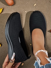 preiswerte Damen-Sneaker-Grüne Flyknit-Wanderschuhe für Damen – leichte, bequeme Slip-On-Schuhe für Spaziergänge im Freien, zum Einkaufen und zum Tragen den ganzen Tag