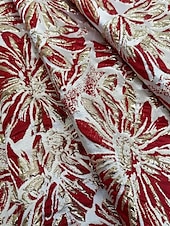 billiga Cocktailklänningar-blommig jacquard a-linjeformad cocktailklänning elegant klänning formell bröllop te-lång midi-längd 3/4-ärm v-ringning stretchig crepe med rosett(er) veck ficka 2025