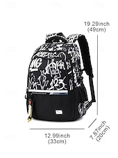 abordables Sacs à dos de Collège-Sac à dos d&#039;école imperméable à imprimé graffiti pour adolescents – sac à dos noir de grande capacité avec compartiment rembourré pour ordinateur portable, sac de voyage élégant pour garçons et filles