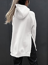 billige Enkle topper-Dame Pullover hettegenser-genser عادي Gatemote Fritid Langermet Med hette Vanlige topper Gate Ferie Lomme Svart Rosa Vin Beige Lyseblå Vinter