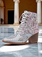 abordables années 1930-Bottines à lacets en jacquard jaune pour femmes avec talons épais - bottes courtes baroques de style victorien de la fin du XIXe siècle pour dames, idéales pour les tenues d&#039;automne, les fêtes