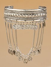 economico Bracciale da donna-Bracciale da donna a strati in oro con ciondoli a forma di foglia - gioiello boho per feste e festival