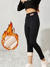 cheap Fleece Lined Leggings-Women&#039;s EU / US Size Tights Elegant Athleisure Full Length High Rise Solid Colored Knitted Basic Comfy Soft Comfortable Micro-elastic Sports &amp; Outdoor Casual Daily Dark Navy Winter Slim