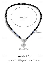 billige Menns smykker-Herrekjede med natursteinperler – svart og blå edelstenshalskjede med solanheng og vippelås for bohemsk eller festantrekk