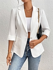 abordables Blazers et Costumes-Femmes Blazer Confortable Respirant Avec Poches Occasionnel Uni Bureau Rue Occasionnel Tenue quotidienne Simple Boutonnage Régulier Col Rabattu Coupe régulière manche longue Vêtements d&#039;extérieur