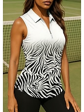 abordables Camisa de Mujer-Mujer Tops Camisa deportiva Camisas de polo Camiseta de tenis Sin Mangas Cremallera UPF50+ Resistente a los rayos UV Alta elasticidad Dispersor de humedad Transpirable Tenis Golf pepinillo Cuello