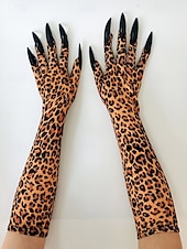 preiswerte Halloween-Zubehör-Lange Halloween-Krallenhandschuhe für Damen – Kunstnageldesign, dehnbares Polyester, gruseliges Cosplay-Kostümzubehör für Partys und Veranstaltungen