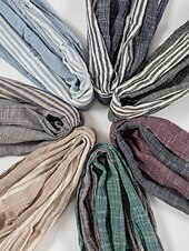 cheap Men&#039;s Ties &amp; Bow Ties-Men&#039;s Striped Cotton Scarf – Lightweight Soft Fringed Wrap for Fall &amp; Winter, Casual Vintage Style Shawl for Travel, Daily Wear &amp; Outdoor Activities