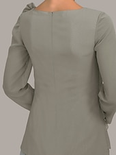 billige Mammas buksedresser-Strandbryllup to-delt jumpsuit  buksedress mor til bruden bryllups gjest elegant pluss størrelse juvelhals gulvlengde chiffon lang erme med sløyfe(r) volanger