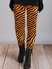 levne Umění a design tisku-Dámské Legíny prázdniny Vinobraní Etnický styl Po kotníky Vysoký pas Grafika Leopard Abstraktní 3D tisk Rychleschnoucí Prodyšnost Yumuşak Elastické Venkovní Domů Ležérní Modrá Fialová Hnědá Podzim