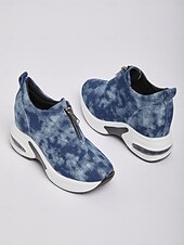 cheap Women&#039;s Sneakers-Women&#039;s Canvas Platform Sneakers with Air Cushion – Trendy Zip-Up Wedge Walking Shoes for Casual Outfits, Street Style and Travel