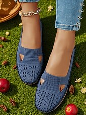 preiswerte Damenhausschuhe und -halbschuhe-Atmungsaktive Flyknit Cut-Out-Loafer für Damen – leichte, lässige Schlupfschuhe für Gartenarbeit und Outdoor-Aktivitäten