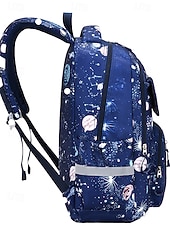 abordables Kids &amp; Teen Backpacks-Kids Galaxy Print Backpack with Bunny Charm, Waterproof Large Capacity School Bag for Elementary Students and Daily Use