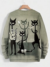 economico Arte &amp; Design Tops-Felpe da donna di Halloween, grafiche geometriche, casual, a maniche lunghe, girocollo, normali, da strada, per tutti i giorni, stampate, rosa, verde, autunno inverno