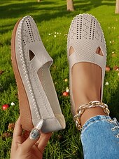 preiswerte Damenhausschuhe und -halbschuhe-Atmungsaktive Flyknit Cut-Out-Loafer für Damen – leichte, lässige Schlupfschuhe für Gartenarbeit und Outdoor-Aktivitäten