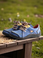 abordables Baskets femme-Chaussures décontractées à lacets en cuir violet pour femmes – Chaussures rétro confortables faites à la main pour le quotidien, les voyages et les activités de plein air