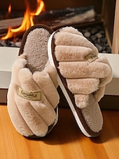 abordables Claquettes et tongs femme-Chaussons en fausse fourrure pour femme – chaussures d&#039;intérieur ultra douces pour le confort hivernal, la détente dans la chambre et la lecture détendue