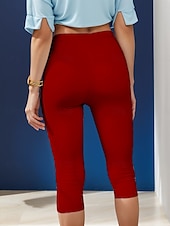 billige Dyr Trykk-Dame Capri-bukser Leggings Elegant Ferie Årgang Capris Høy Midje Grafisk Dyr Bokstaver Elastisk Formell utendørs Feriereise Oliven Brun Svart Hvit Rød Sommer Vår Slank Fasong