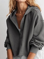 baratos Moletons e Sweatshirts Texturizados-Mulheres Casaco com capuz Manter Quente Confortável Patchwork Moda Tecido Para Noite Final de semana Pullover Padrão Com Capuz Normal Manga Longa agasalhos Preto Cinzento Claro Vermelho Rosa Outono
