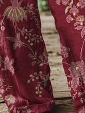 olcso széles láb és magas derék-Női Széles lábszár Nadrágok Palazzo nadrág Divat Boho Teljes hossz Magas derék Virág Rugalmas derék Nyomtatott Lélegzési képesség Kényelmes Utca Hétköznapi viselet Alkalmi Bor Tavasz Ősz Normál