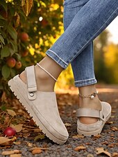 preiswerte Clogs &amp; Pantoletten für Damen-Damen-Slingback-Pantoletten – Clogs zum Reinschlüpfen mit Riemendesign für Herbstpicknicks, Gartenarbeit und Freizeit