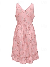 ieftine Rochii Boho-Pentru femei Rochie Mini Rochie florala Rochie Boho Rochie occidentală Modă Clasic În aer liber Zilnic Concediu Fit regulat Floare Fără manșon În V Roz Deschis Vară