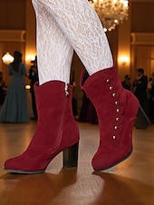 levne 30. léta-Dámské Boty Boty na knoflíky Retro Párty Práce Denní Kotníkové boty Booties Knoflík Kačenka Oblá špička Elegantní Vinobraní Umělý semiš Zip Fialová Černá Modrá
