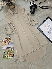 economico Abiti a camicia-Per donna Mini Abito Abito Camicia Moda Moderno Quotidiano Ferie Uscire Vestibilità comoda Semplice Manica Lunga Colletto a Camicia Blu Verde Albicocca Estate Primavera