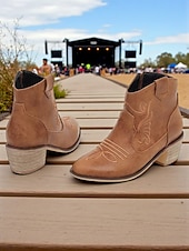 olcso Cowboy és nyugati csizma-női világoskék velúr western bokacsizma – hímzett, hegyes orrú cowboy csizma country koncertekre, fesztiválokra és szabadtéri őszi szettekhez
