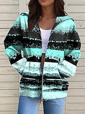 ieftine Topuri cu dungi și geometrice-Womens hanorac cu fermoar geometric abstract activ casual maneci lungi cu gluga tops obisnuite Casual Holiday buzunar frontal roz albastru marin albastru violet verde Primavara Toamna