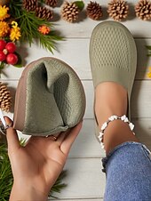 economico Slip-ons e mocassini da donna-scarpe slip-on da donna a punta larga – comode ballerine in Flyknit traspirante, perfette per l&#039;uso quotidiano, i viaggi, il giardino e le attività all&#039;aperto