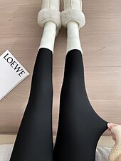 billige Fleece-fôrede leggings-Dame Bukser Leggings Gatemote Fritid Full lengde Naturlig عادي Lomme Elastisk midje comfy Gate Ferie Helg Svart Mørk Marineblå Vinter Normal