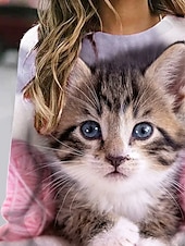 ieftine Vârfurile animalelor-Pentru femei Hanorac pulover Hanorace Grafic Animal Modă Casual Manșon Lung Stil Nautic Topuri obișnuite Stradă Zilnice Casual Imprimeu Negru Roz Îmbujorat Primăvară Toamnă Iarnă