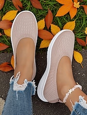 preiswerte Damen-Sneaker-Grüne Flyknit-Wanderschuhe für Damen – leichte, bequeme Slip-On-Schuhe für Spaziergänge im Freien, zum Einkaufen und zum Tragen den ganzen Tag