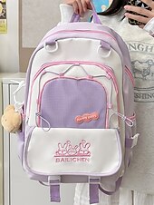 billiga Barn- och tonårryggsäckar-Stor reseryggsäck för tonårsflickor med vagnsrem – söt kaninbroderi, skolväska med flera fickor för mellan- och högstadieelever