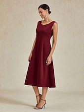 cheap Cocktail Dress-Women&#039;s Midi Dress Sheath Dress A Line Dress Elegant Wedding Party Wedding Guest Regular Fit Solid Color Sleeveless V Neck Gray Pink Black Burgundy Navy Blue Summer Spring Fall Winter