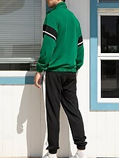 economico giacca sportiva-Per uomo Giacca Leggera Giacca Casual Set Vacanza Quotidiano Tasca 2 Pezzi Primavera Autunno Blocco di colori Moda Classico Collo alla coreana Regolare Nero Verde Cachi Giacca