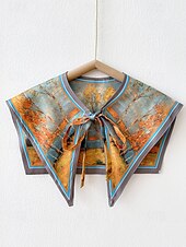 abordables Foulards pour femmes-Col amovible imprimé artistique pour femme – col foulard coloré inspiré de Van Gogh, style rétro vintage, accessoire de mode élégant pour tenues décontractées, tenues de bureau et événements artistiques