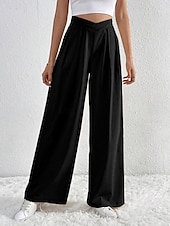 economico gamba larga e vita alta-Per donna Gamba larga Pantaloni Streetwear Casual Lungo Vita Alta Semplice Traspirabilità Morbido Micro-elastico Vacanza Streetwear Abbigliamento quotidiano Nero Rosa Blu chiaro Albicocca Autunno