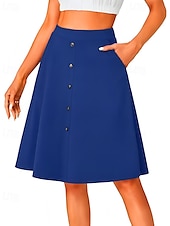 abordables Jupes unies-Femmes Jupe Occasionnel Au-dessus du genou Taille Basse Jupes Uni Avec Poches Micro-Élastique Vacances Rue Noir Rouge Bleu Marron Automne Polyester