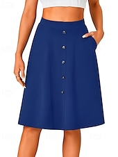 abordables Jupes unies-Femmes Jupe Occasionnel Au-dessus du genou Taille Basse Jupes Uni Avec Poches Micro-Élastique Vacances Rue Noir Rouge Bleu Marron Automne Polyester
