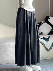 abordables jambe large et taille haute-Femmes Jambe large Chinos Occasionnel Longueur mollet Naturel Uni in in france they say Pontalon wide leg Confortable Respirabilité Décontracté Quotidien Noir gris foncé Kaki Gris Clair Printemps