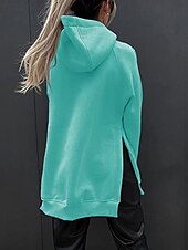 billige Enkle topper-Dame Pullover hettegenser-genser عادي Gatemote Fritid Langermet Med hette Vanlige topper Gate Ferie Lomme Svart Rosa Vin Beige Lyseblå Vinter