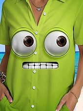 abordables Animaux Tops-Femmes Chemise Graphique 3D ancien Tropical Quotidien Sans manches Manche Courte Col de chemise Hauts Réguliers Quotidien Jaune Rose Claire Vert Été Printemps