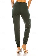 cheap Women&#039;s Cargo Pants-Women&#039;s Cargo Pants Slacks Streetwear Casual Full Length Natural Plain Pocket Soft Holiday Weekend Dark Yellow claret Forest Green Camel Fall Regular Fit