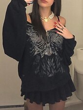 abordables Boutique Graphique Sweatshirts &amp; Hoodies-Femmes Sweat à capuche Fleuri Mode Streetwear manche longue À capuche Hauts Réguliers Rue Sortir Fermeture éclair Imprimé Noir Automne Hiver