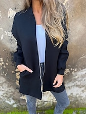 billiga hoodie jacka-Dam Hoodiejacka Bekväm Andningsfunktion Dragkedja Ficka Mode Dagligen Slät Utomhus Ledigt Dagligen Enkelknäppt Normal Huva Normal Långärmad Ytterkläder Svart Rubinrött Mörkgrå Vår Höst