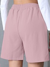 ieftine Pantaloni scurti-Pentru femei chinez Pantaloni Scurți De Bază Casual Scurt Talie Înaltă Simplu Buzunar Curea elastică Confortabil Απαλό Comfortabil Strech În aer liber Stradă Caisă Alb Roz Îmbujorat Albastru piscină